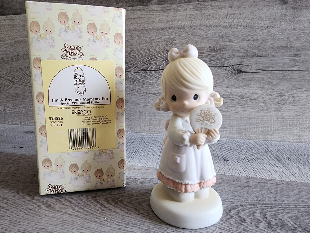 Special Ltd Ed. Precious Moments 1990 "I'M A PRECIOUS MOMENTS FAN" #523526 MIB